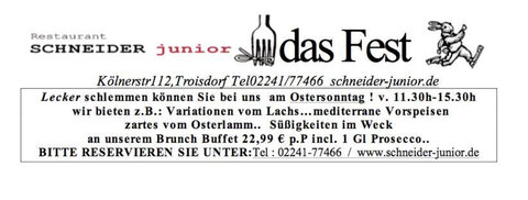 Osterbrunch bei Schneider Junior
