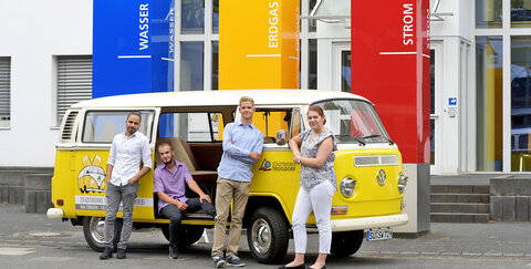 BU: v.li., Mouaz Abo Saada, Justin Schorn, Henrik Schyns und Nina Oferath  