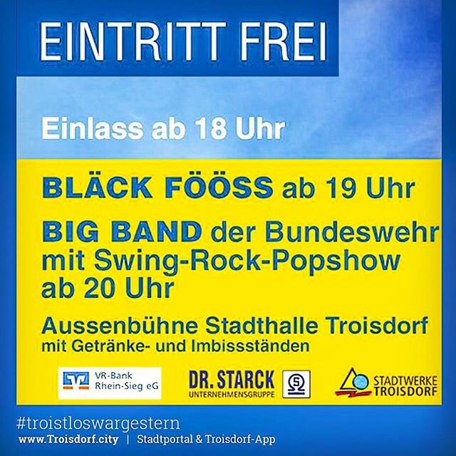 Kommt vorbei Morgen am 07072017 gibt es das JubiläumsKonzert des Lions Clubs zum 100jährigen bei der Außenbühne der Stadthalle Der Eintritt ist fre...
